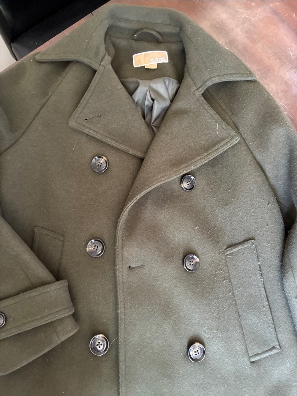 Michael Kors Olive Green Wool Peacoat
